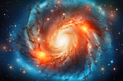 Stunning Spiral Galaxy With Glowing Core And Nebula