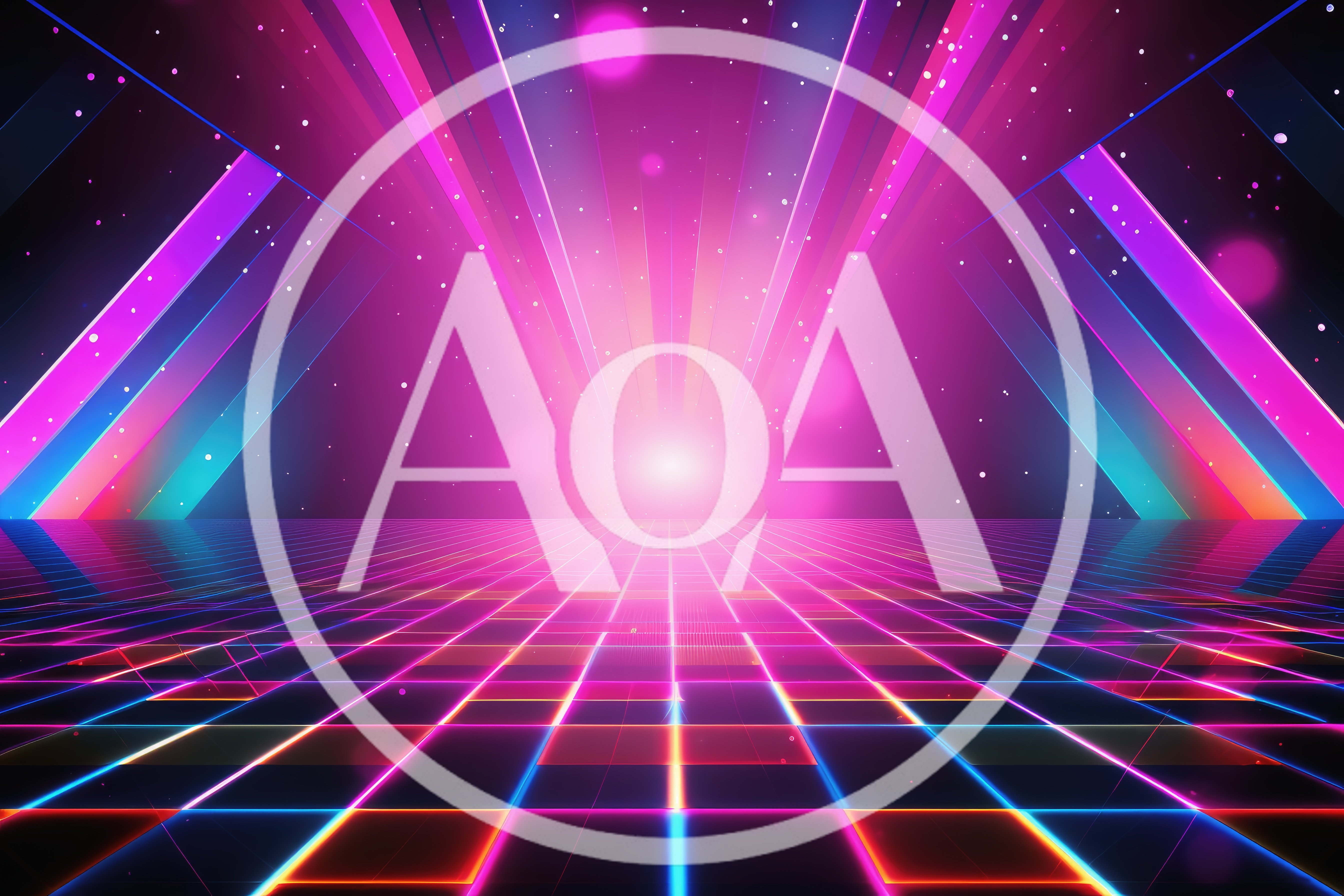Retro Synthwave Neon Grid Landscape Background