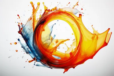 Abstract Circular Splash Of Vibrant Liquid Colors