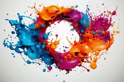 Abstract Circular Splash Of Vibrant Liquid Paint