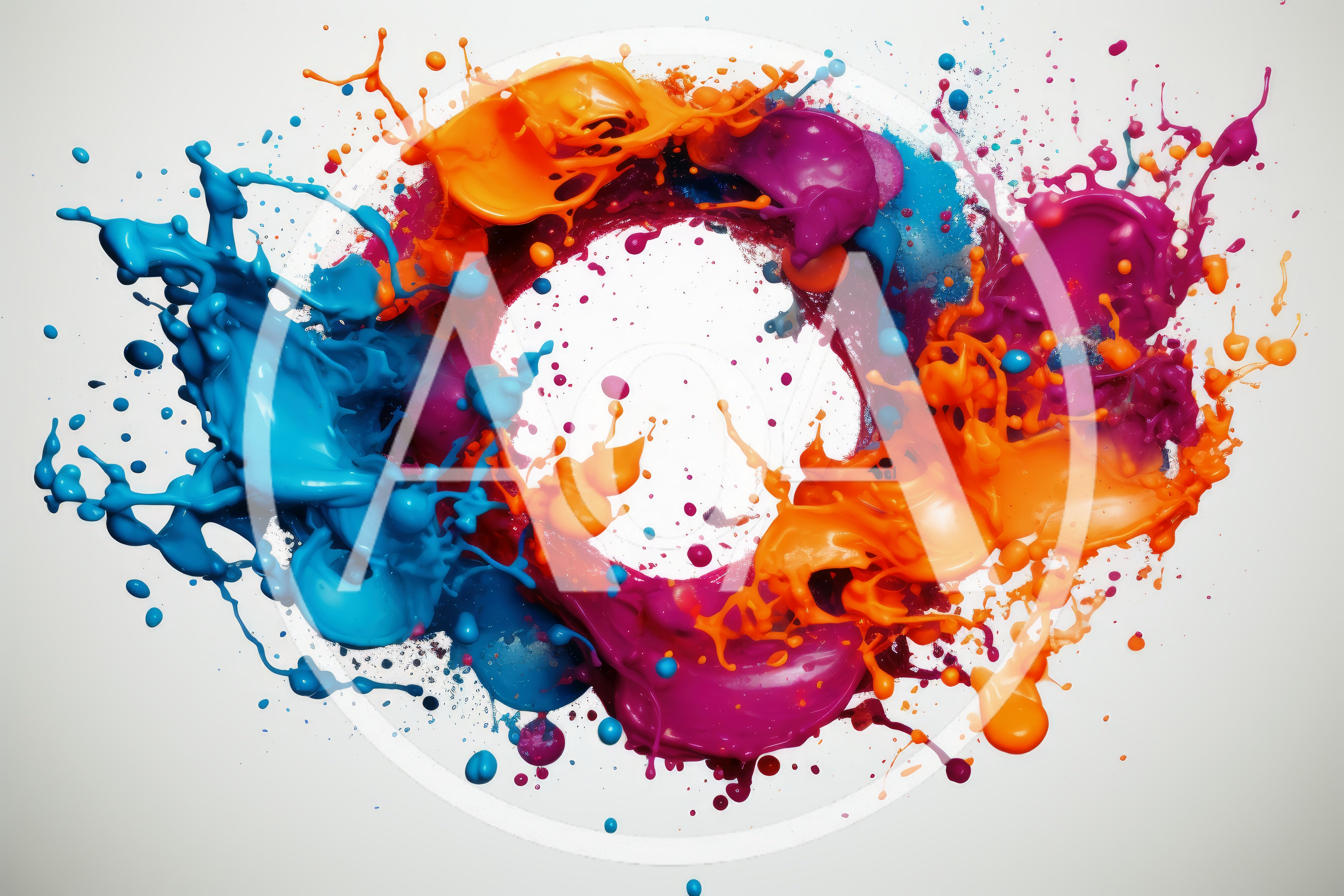 Abstract Circular Splash Of Vibrant Liquid Paint