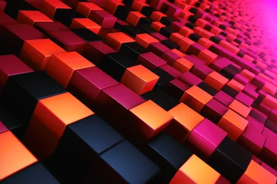 Abstract 3D Background With Red And Black Cubes