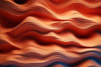 Abstract Wavy Orange And Blue 3D Lines