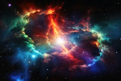 Vibrant Cosmic Nebula With Glowing Central Star