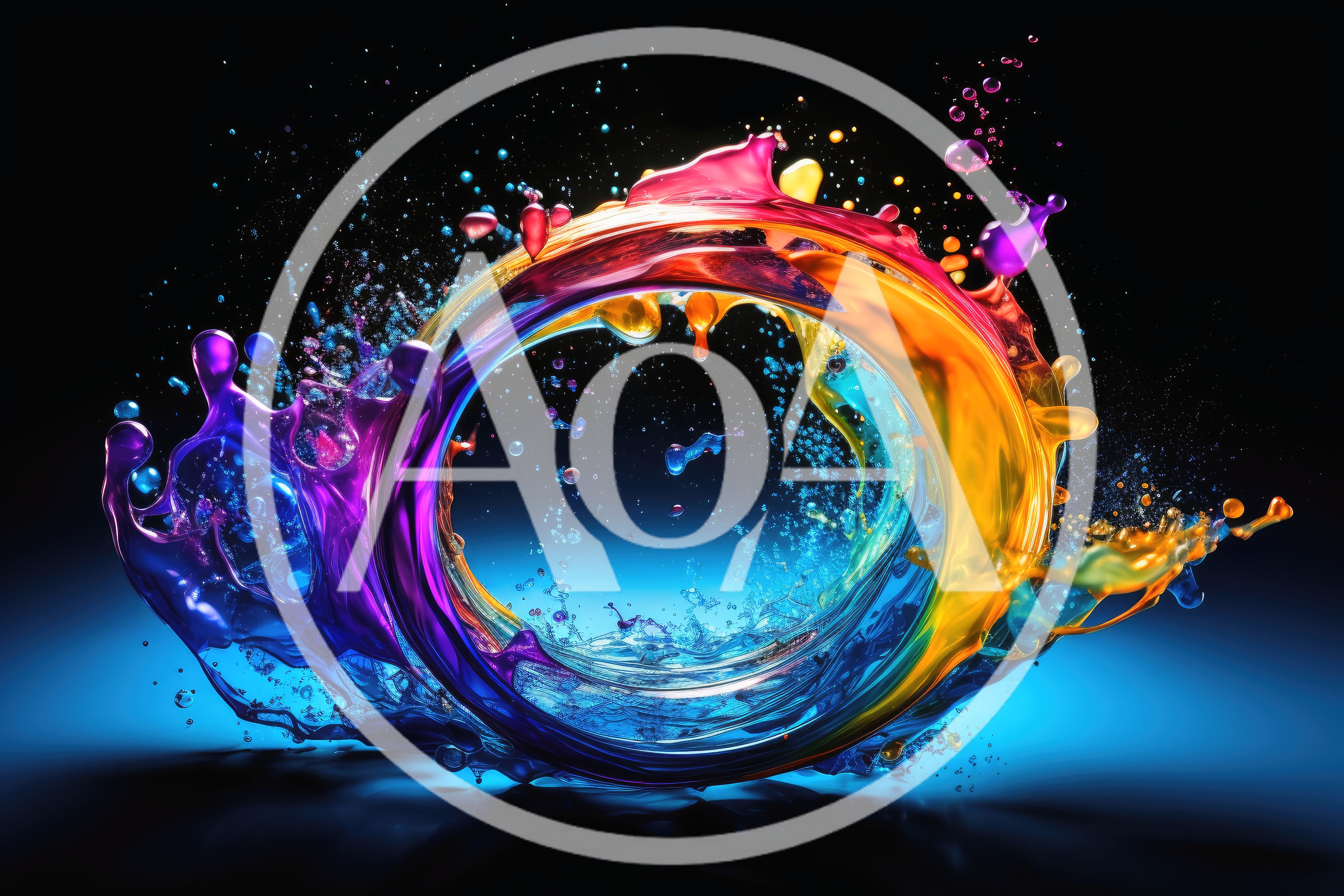 Abstract Colorful Liquid Paint Splash Ring