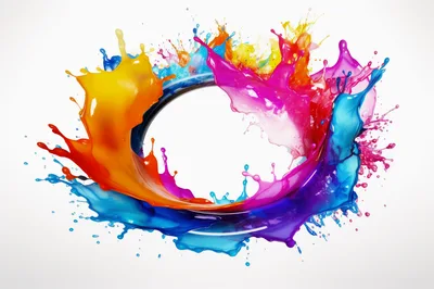 Vibrant Multi-Colored Paint Splash Circular Frame