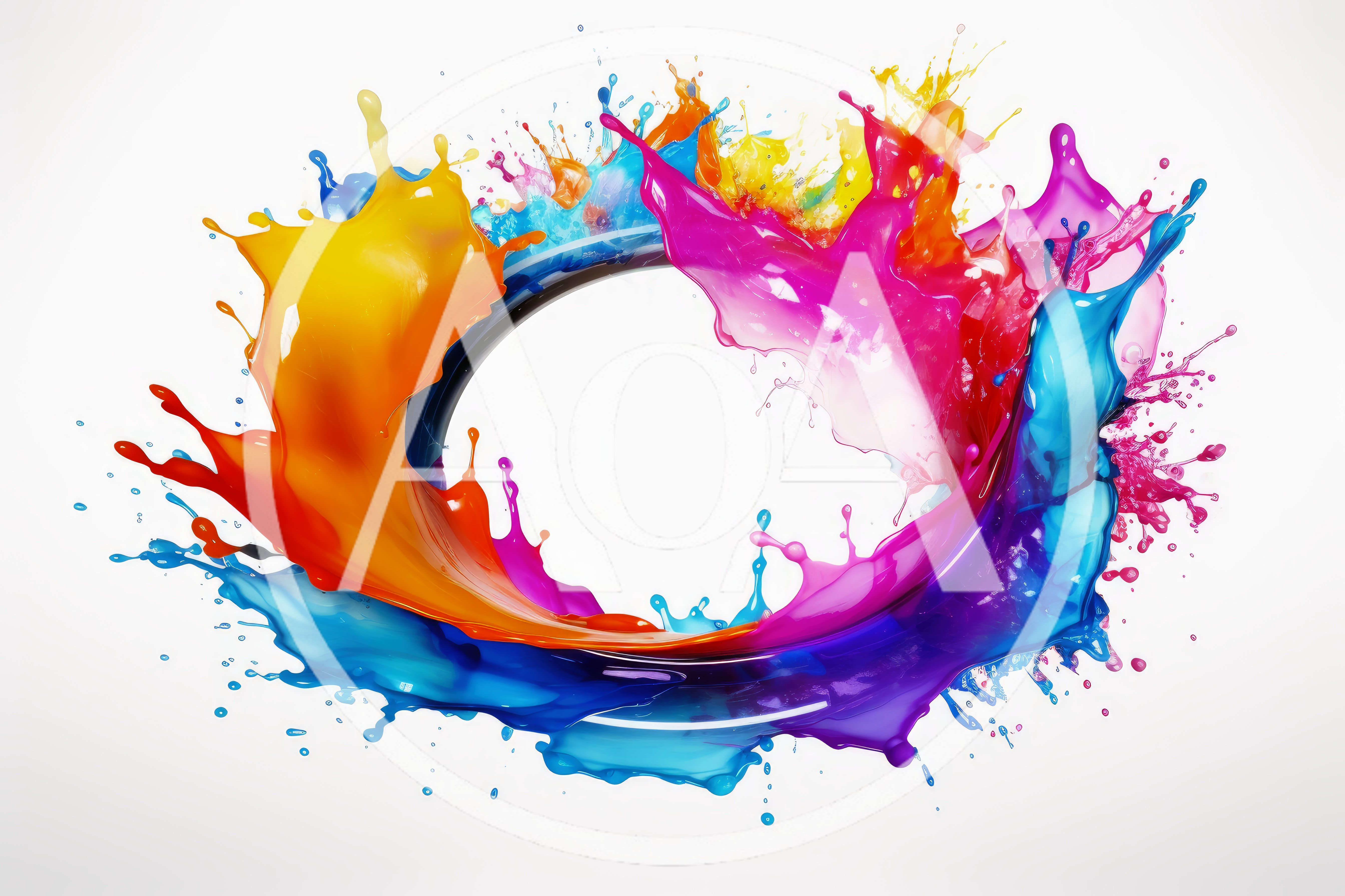 Vibrant Multi-Colored Paint Splash Circular Frame