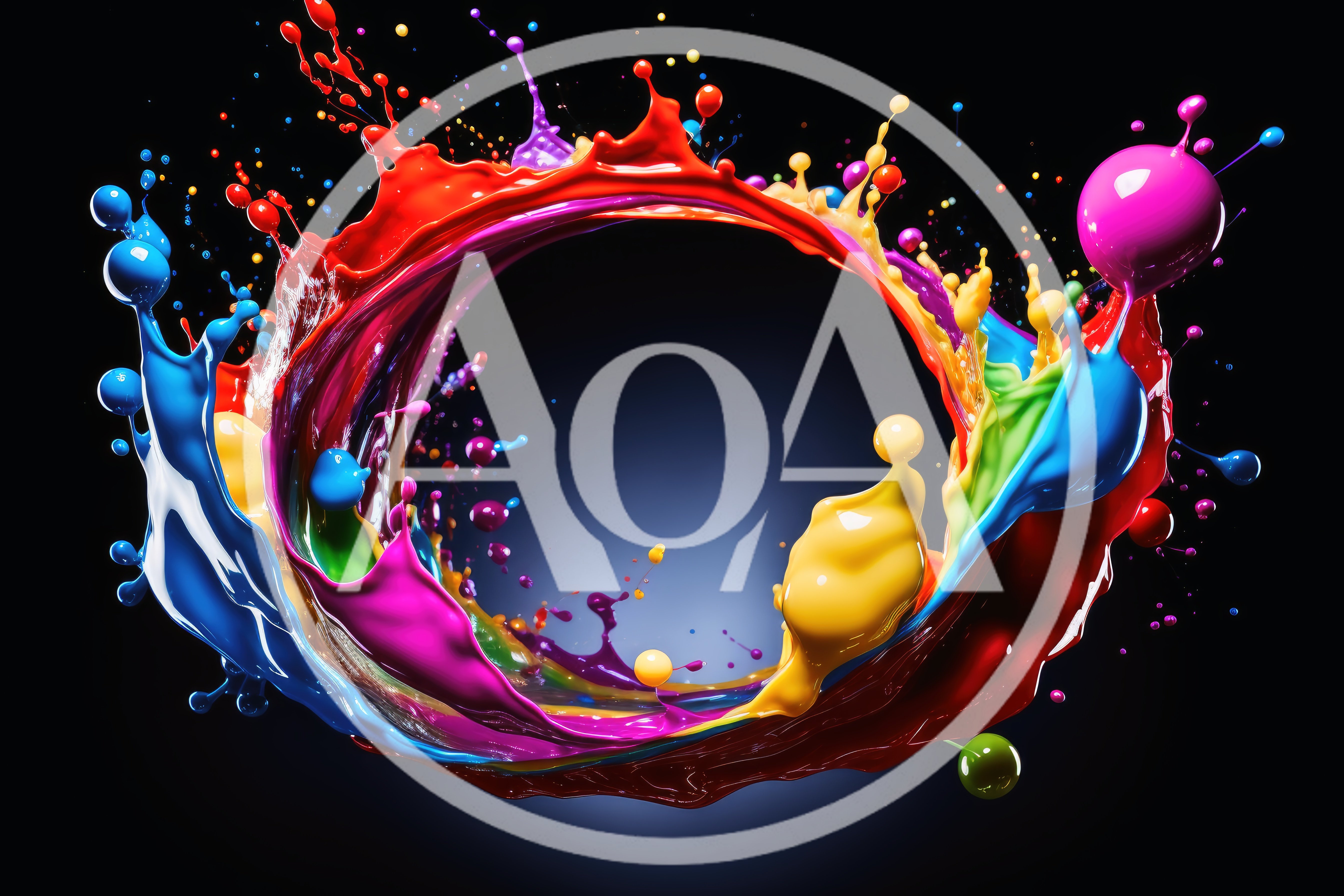 Vibrant Multi-Colored Paint Splash Circular Frame