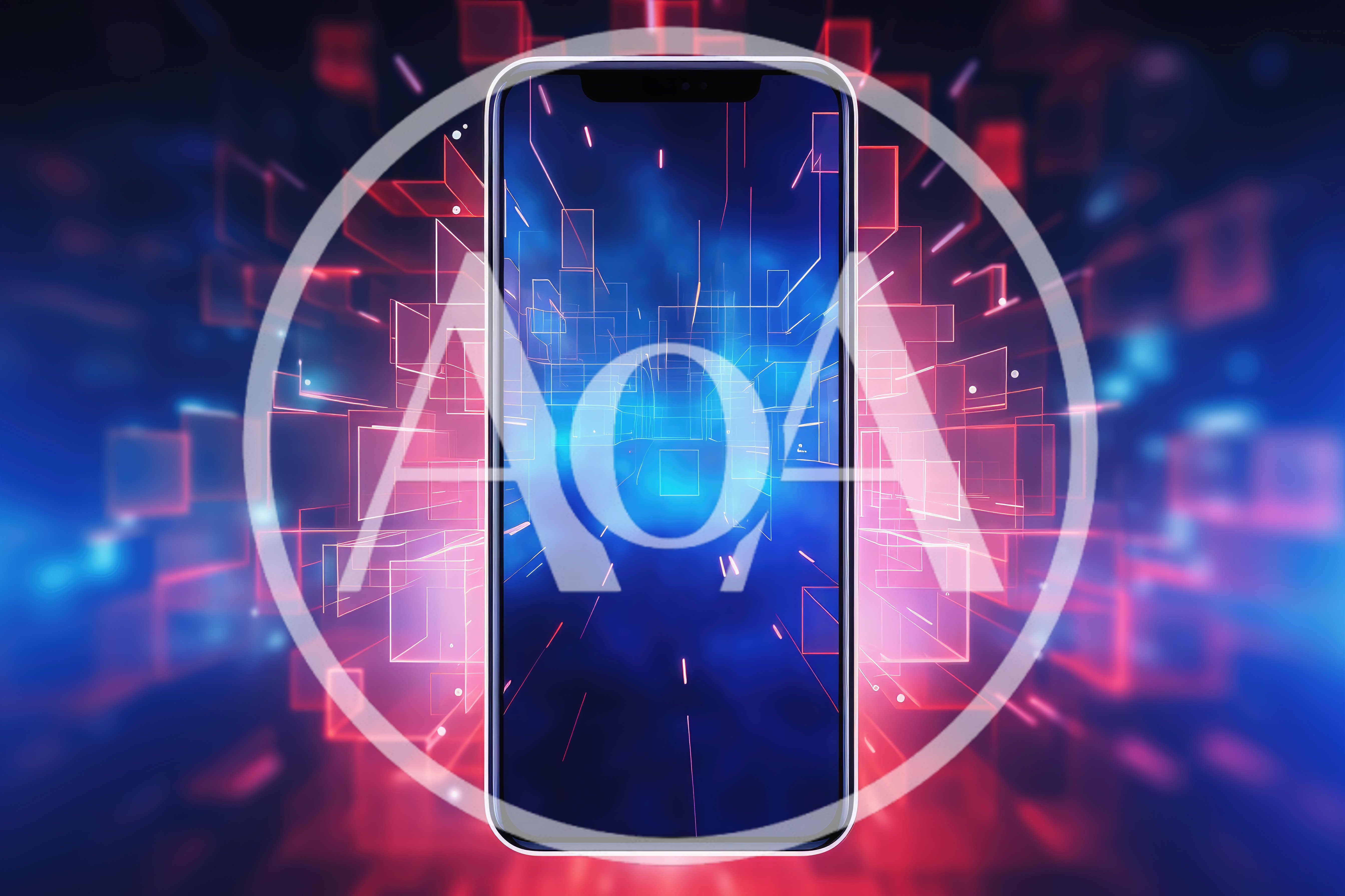 Smartphone Displaying Abstract Digital Data Visualization