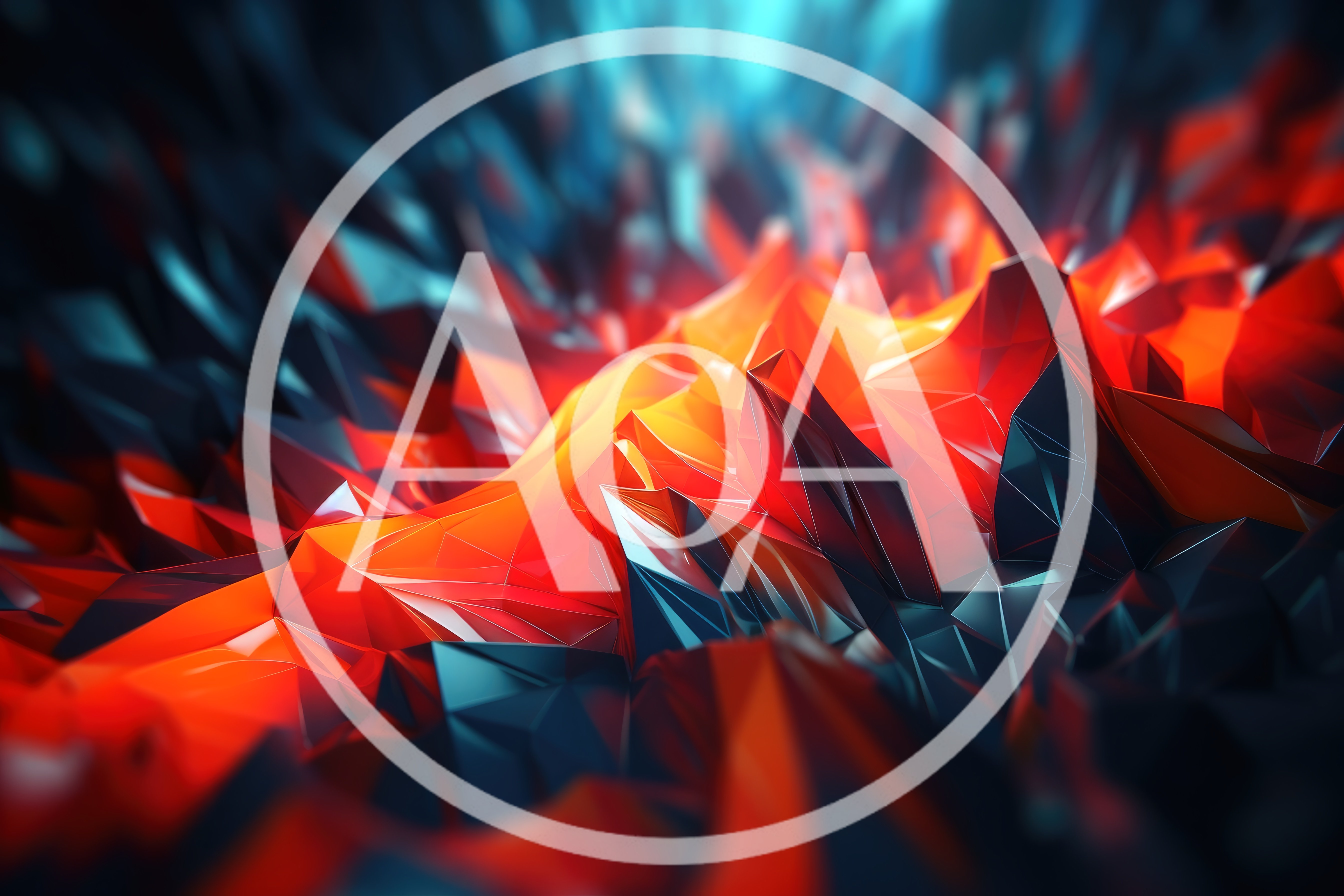 Abstract Low Poly Geometric Landscape With Glowing Red Light