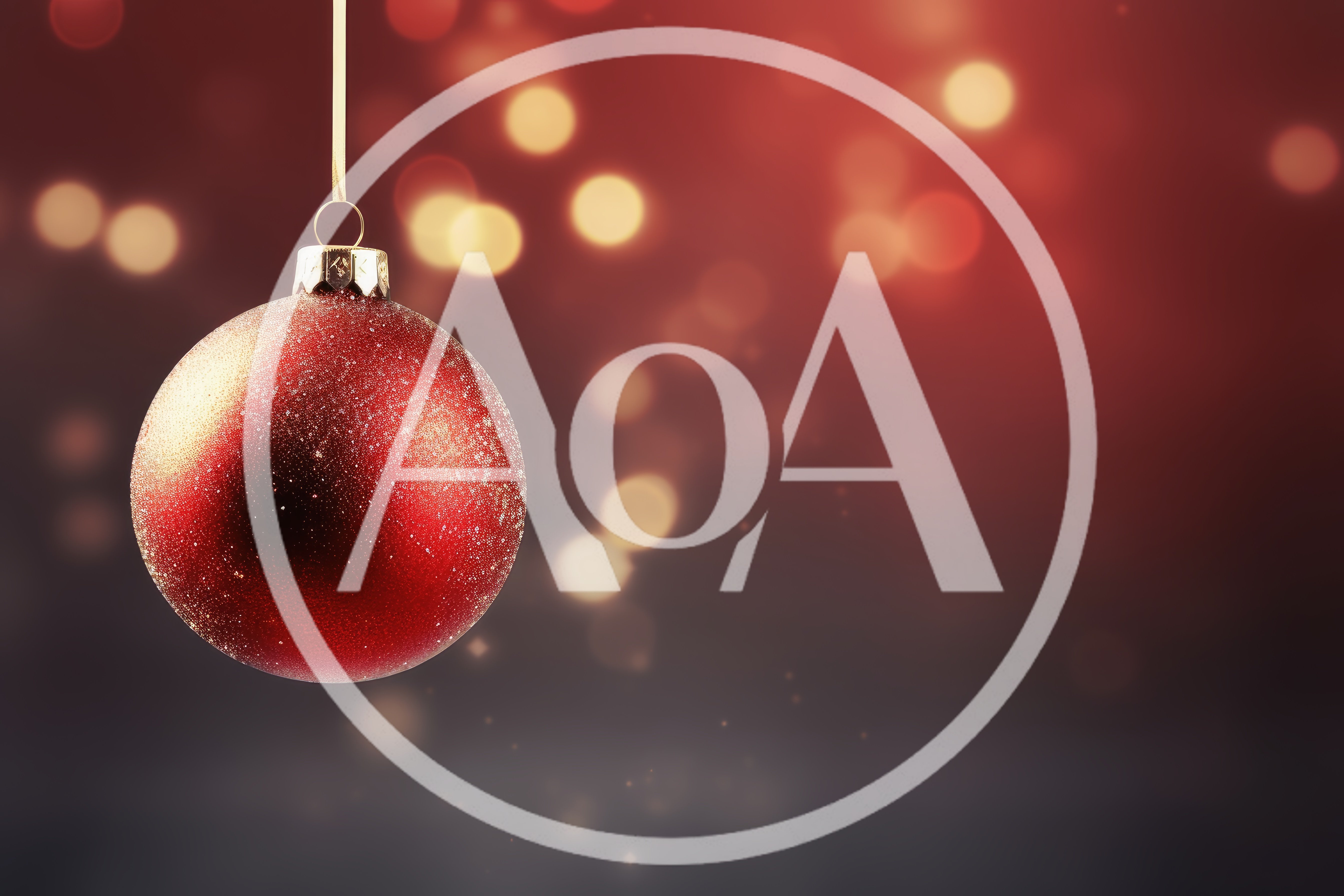 Red Glittery Christmas Ornament Hanging Against Bokeh Background