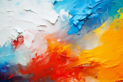 Abstract Oil Painting With Thick Impasto Texture