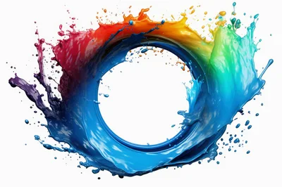 Vibrant Rainbow Paint Splash Circular Frame