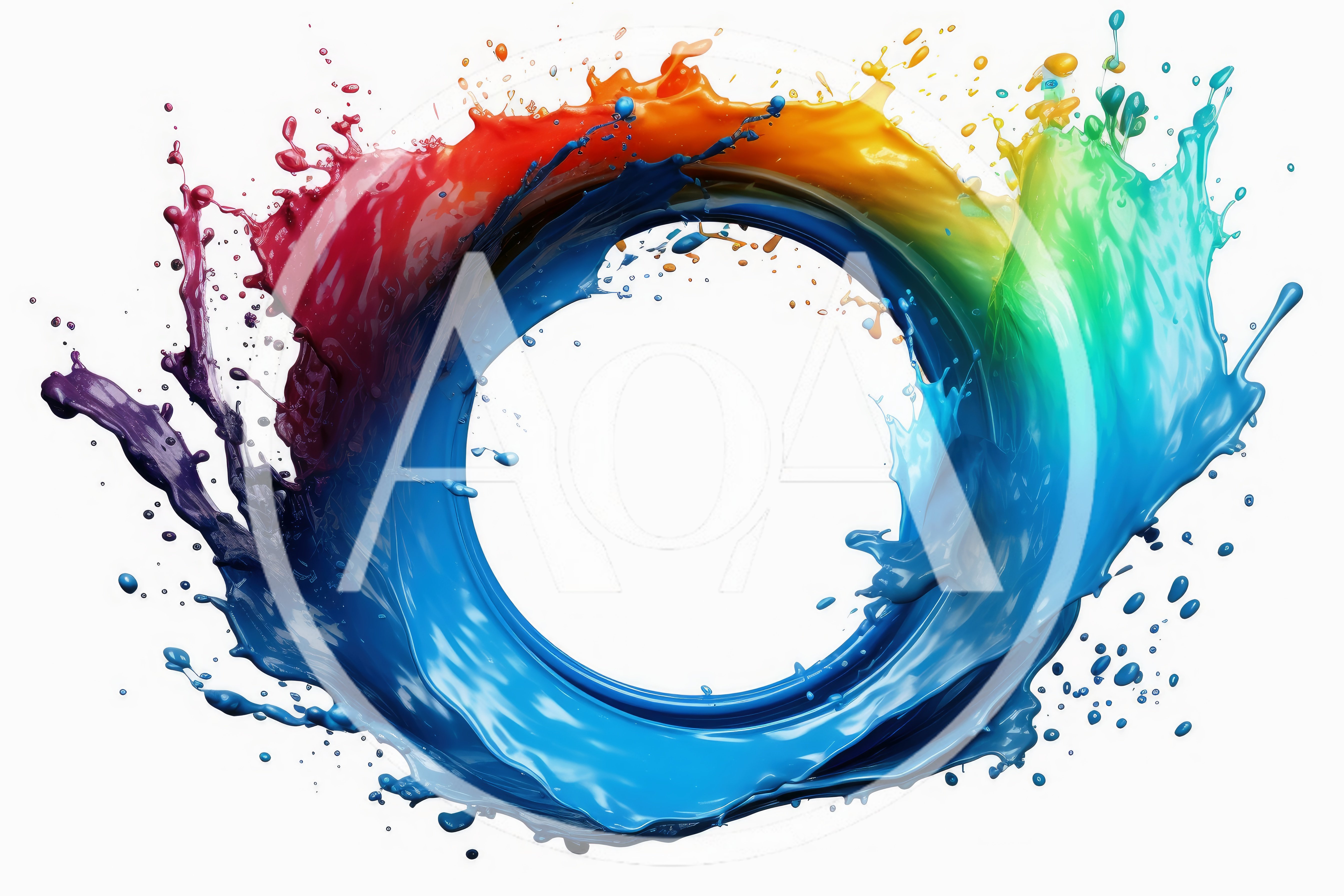 Vibrant Rainbow Paint Splash Circular Frame
