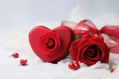 Heart Shaped Gift Box With Red Roses