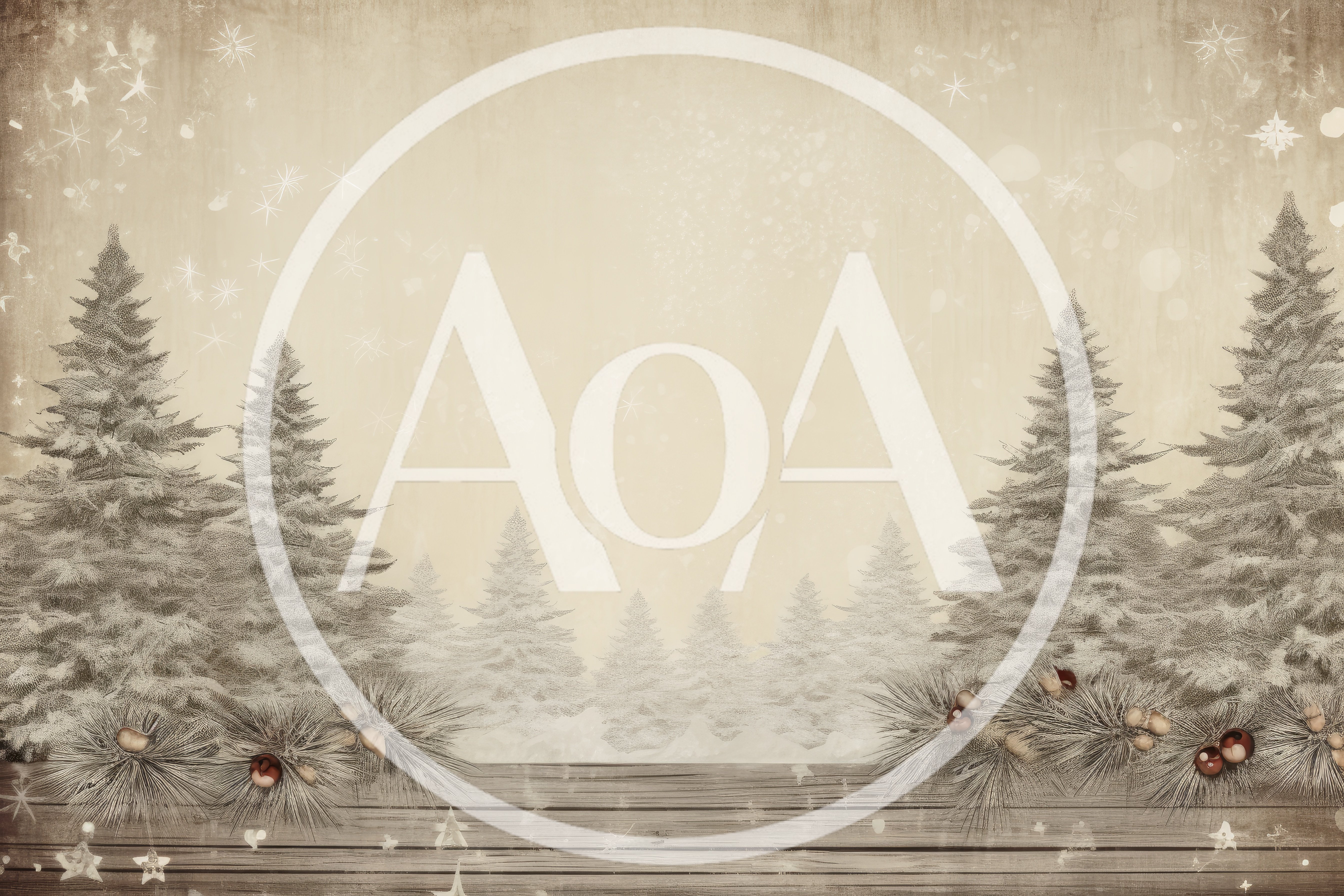 Vintage Christmas Background With Snowy Pine Trees