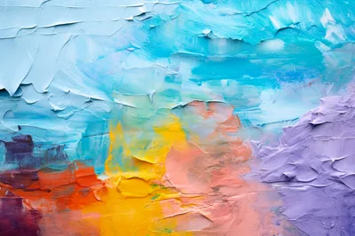Abstract Oil Painting With Thick Impasto Texture