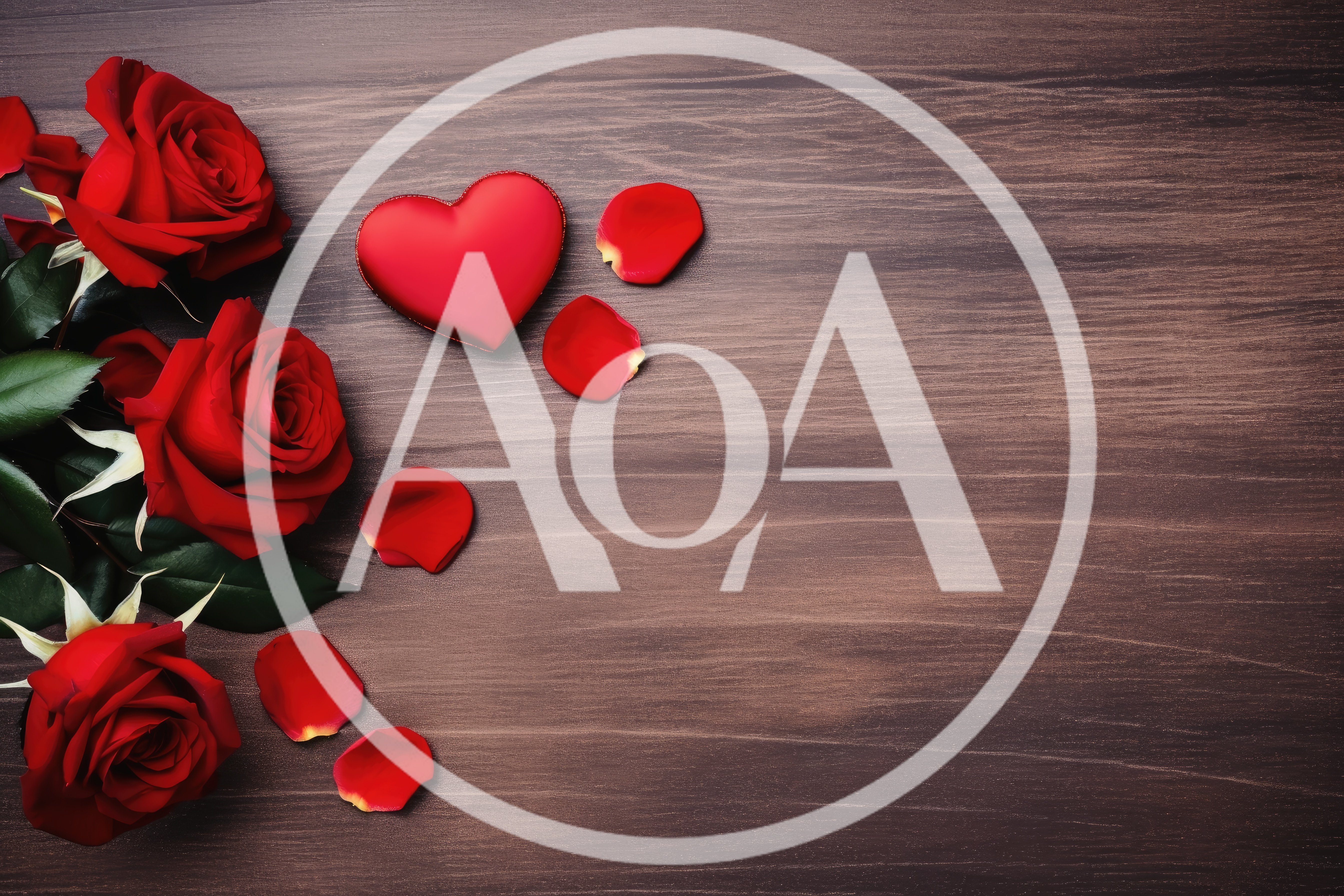 Red Roses and Heart Shape on Wooden Background
