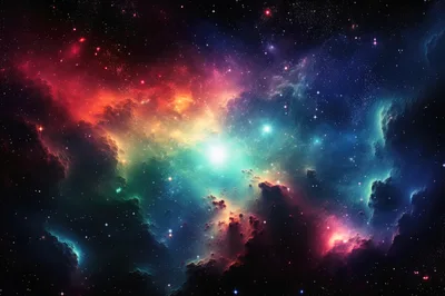 Vibrant Colorful Nebula In Deep Space