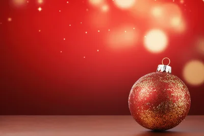Red Glitter Christmas Ornament On A Dark Surface