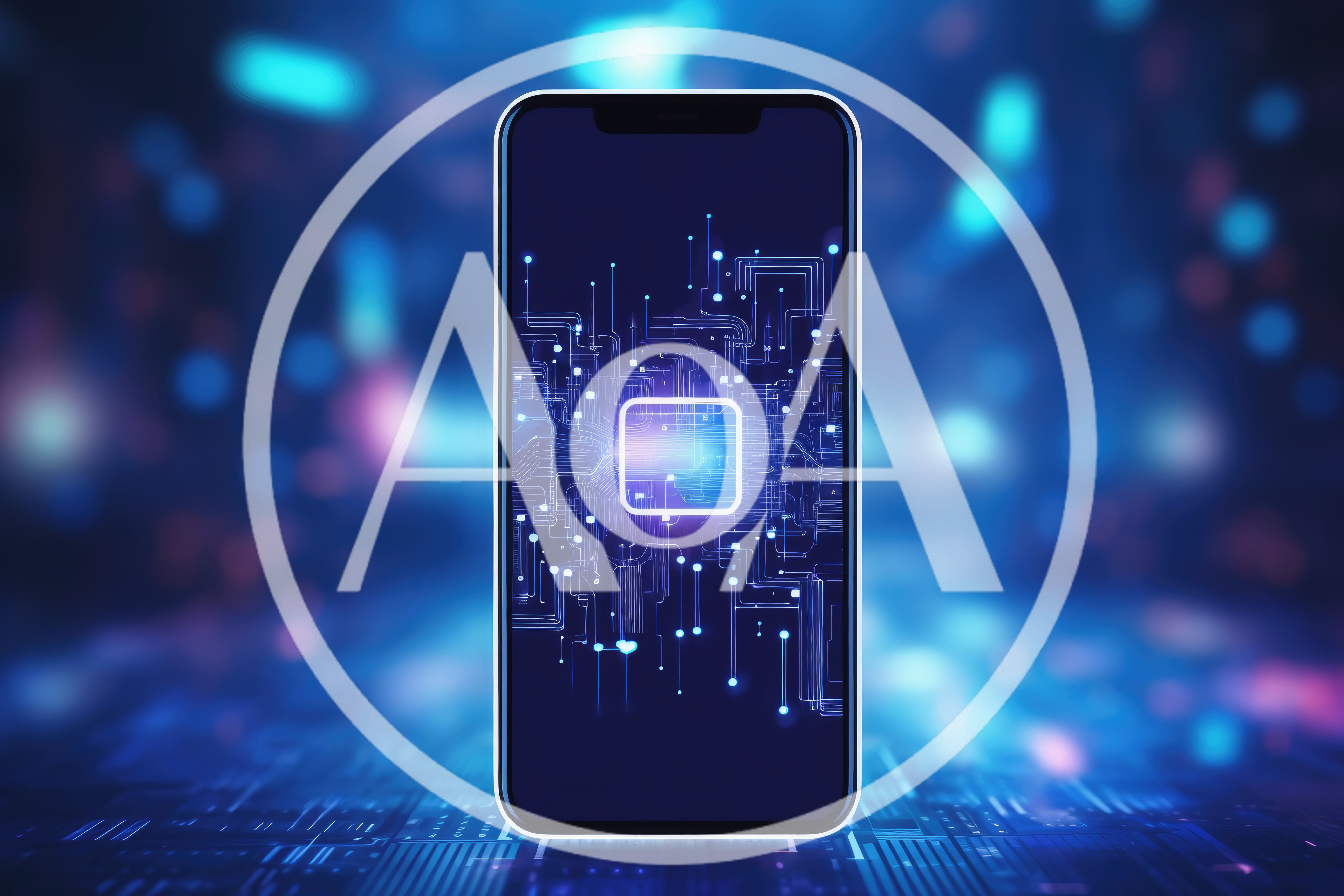 Smartphone Displaying Digital Circuitry And Processor Chip