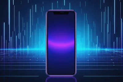 Smartphone Displaying Abstract Neon Light Effects