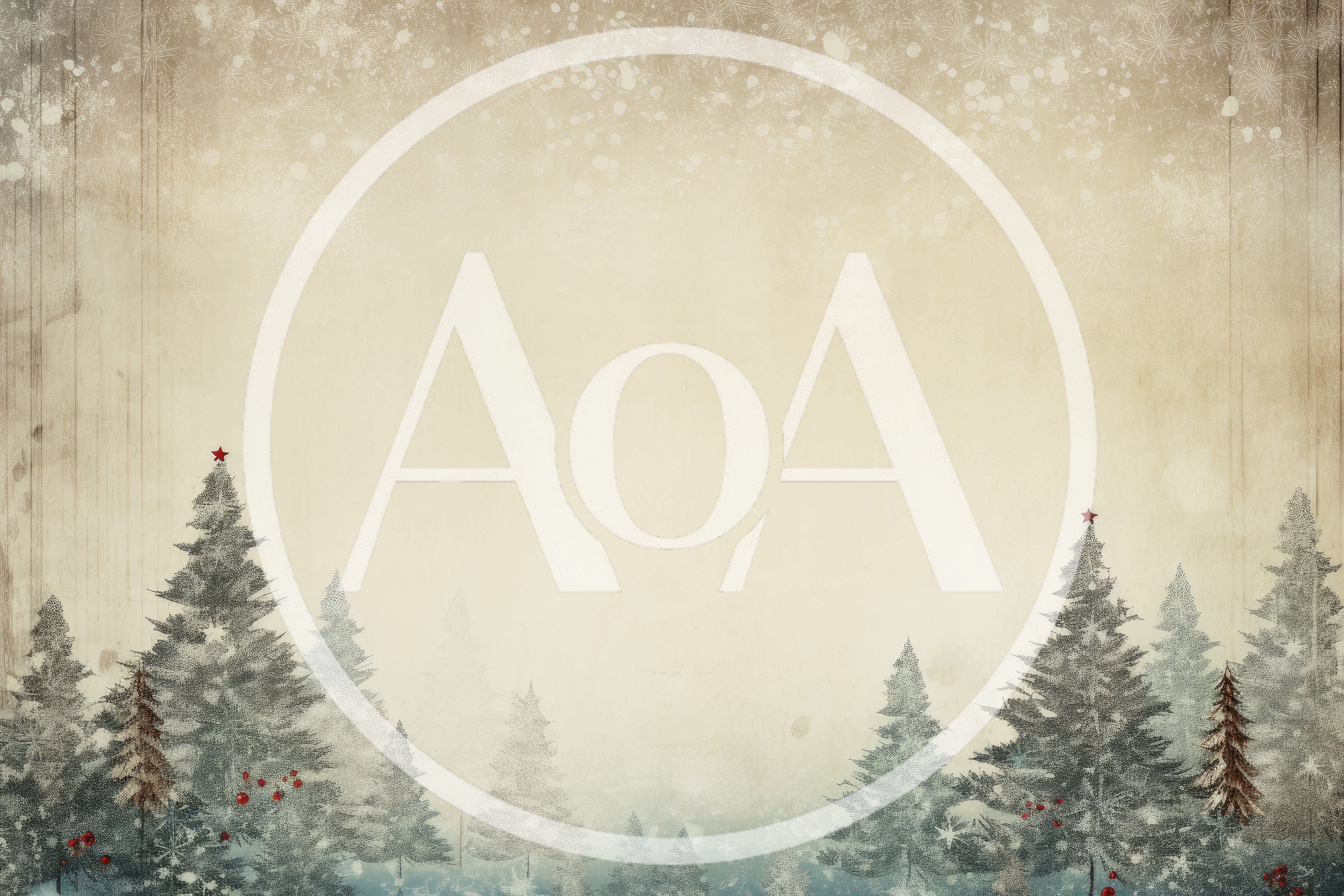 Vintage Christmas Background With Snowy Pine Trees