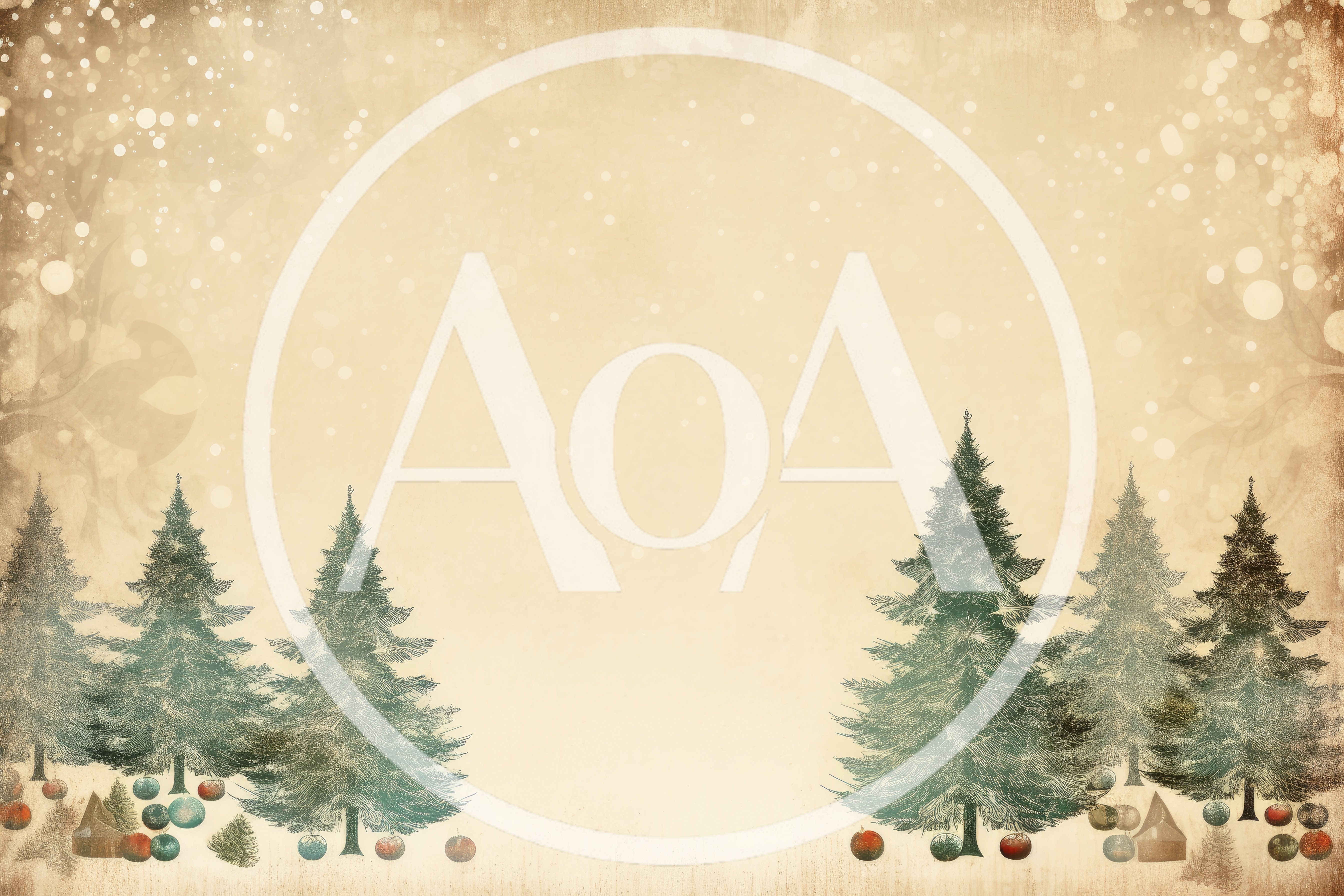 Vintage Christmas Background With Pine Trees And Ornaments