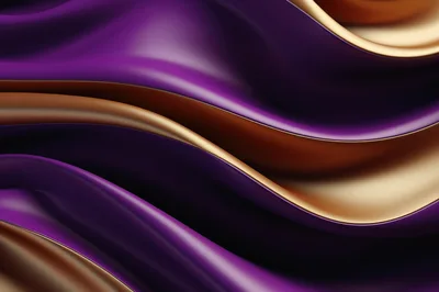Abstract Flowing Purple And Gold Silk Fabric Background