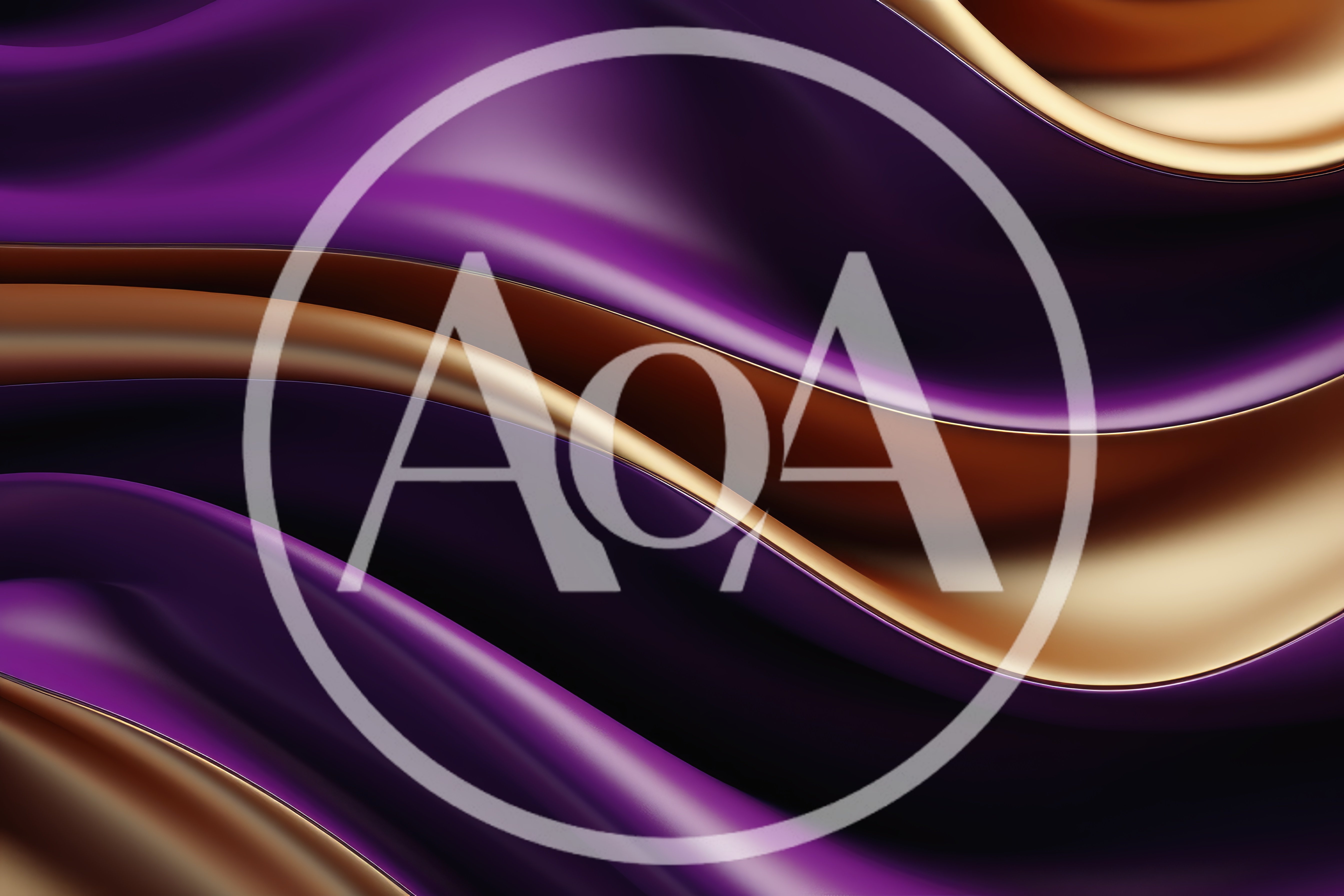 Abstract Flowing Purple And Gold Silk Fabric Background
