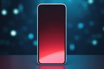 Modern Smartphone With Red Gradient Screen Display