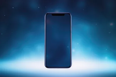Modern Smartphone Floating Against A Glowing Blue Background