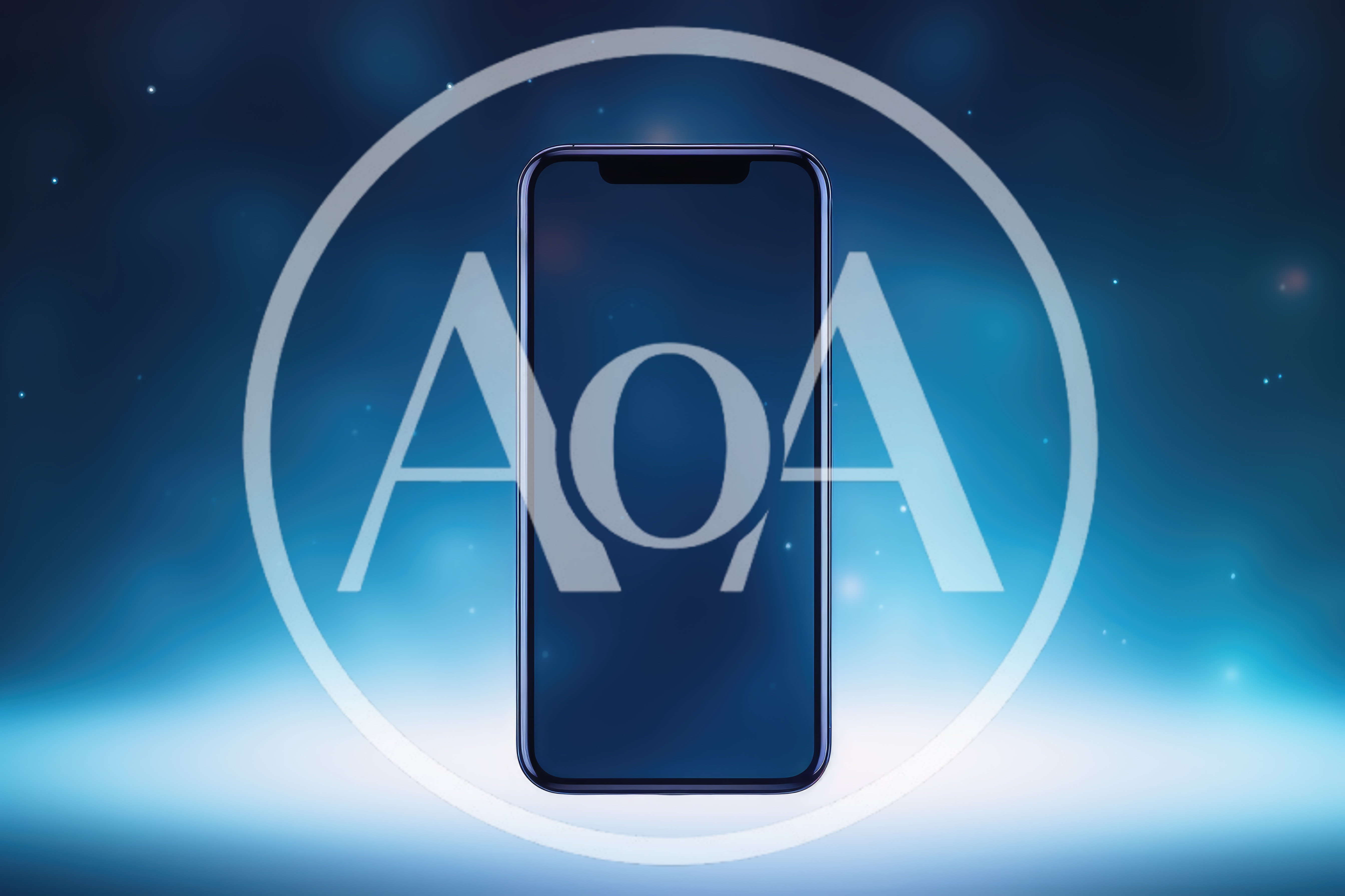 Modern Smartphone Floating Against A Glowing Blue Background