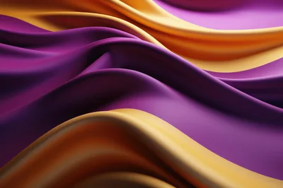 Abstract Flowing Purple And Gold Silk Fabric Background