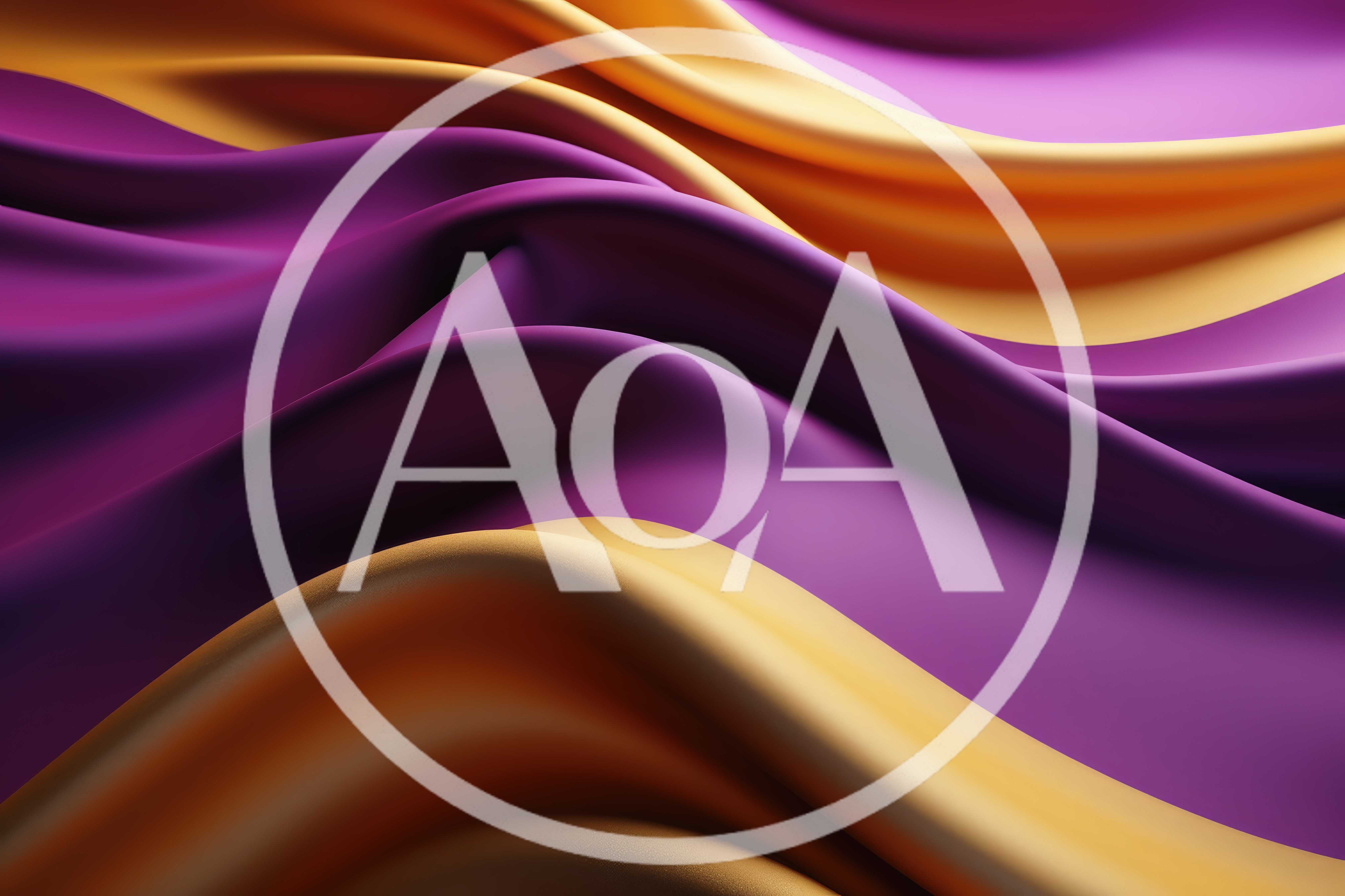 Abstract Flowing Purple And Gold Silk Fabric Background