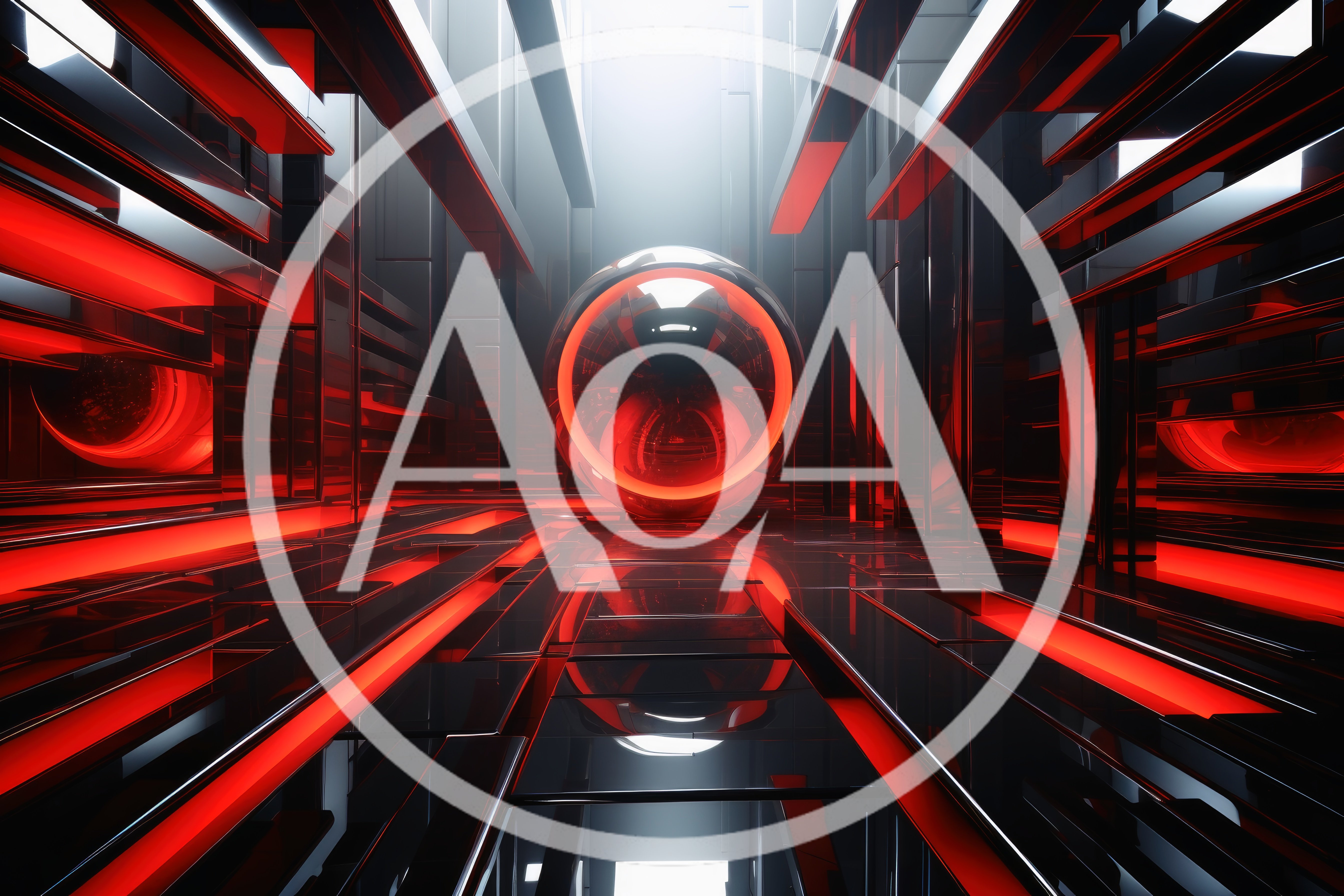 Futuristic Abstract Corridor With Glowing Red Sphere
