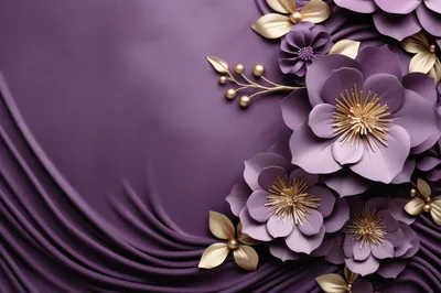 Elegant Purple Paper Flowers With Gold Accents
