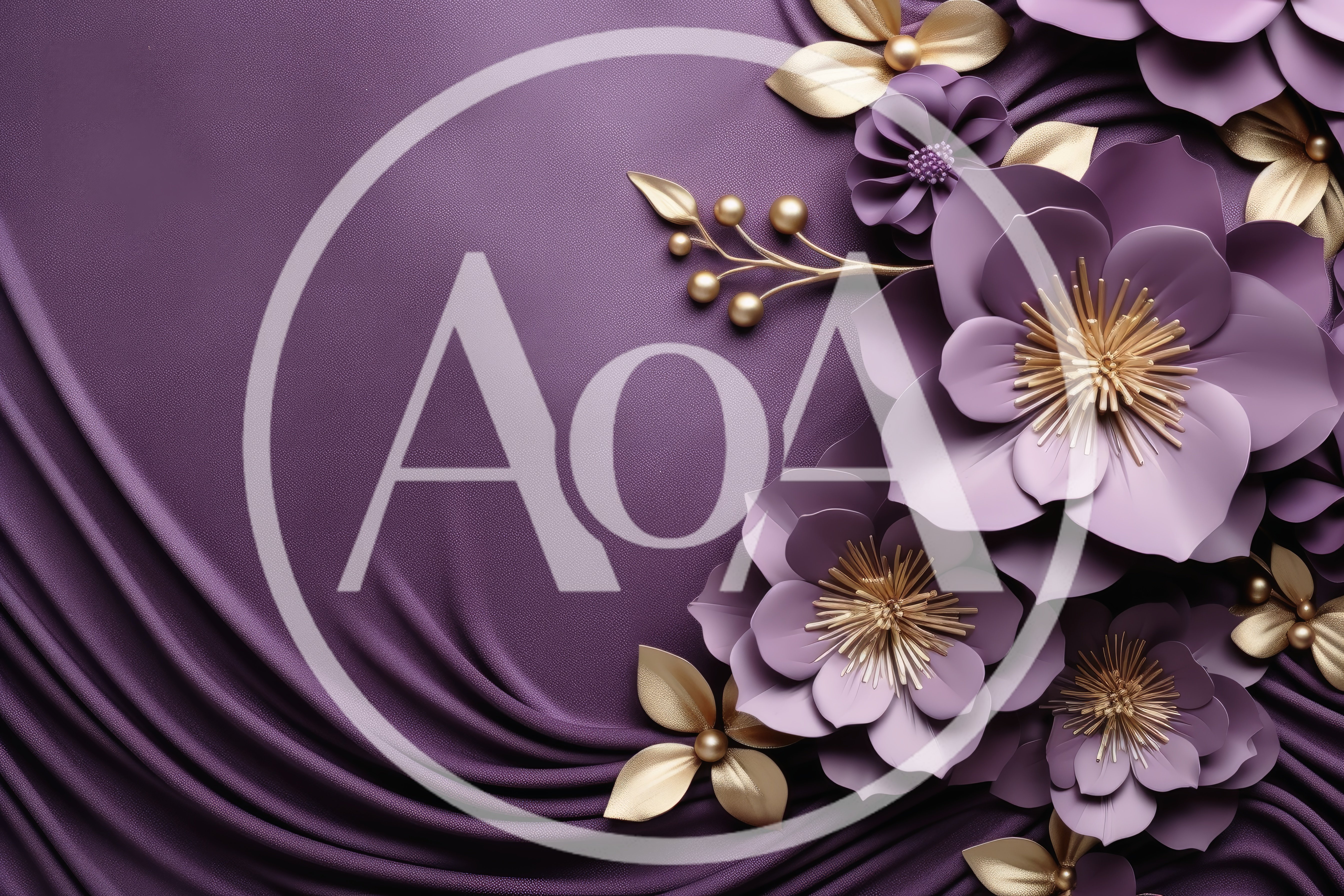 Elegant Purple Paper Flowers With Gold Accents