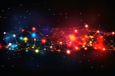 Abstract Digital Network Connection With Glowing Nodes