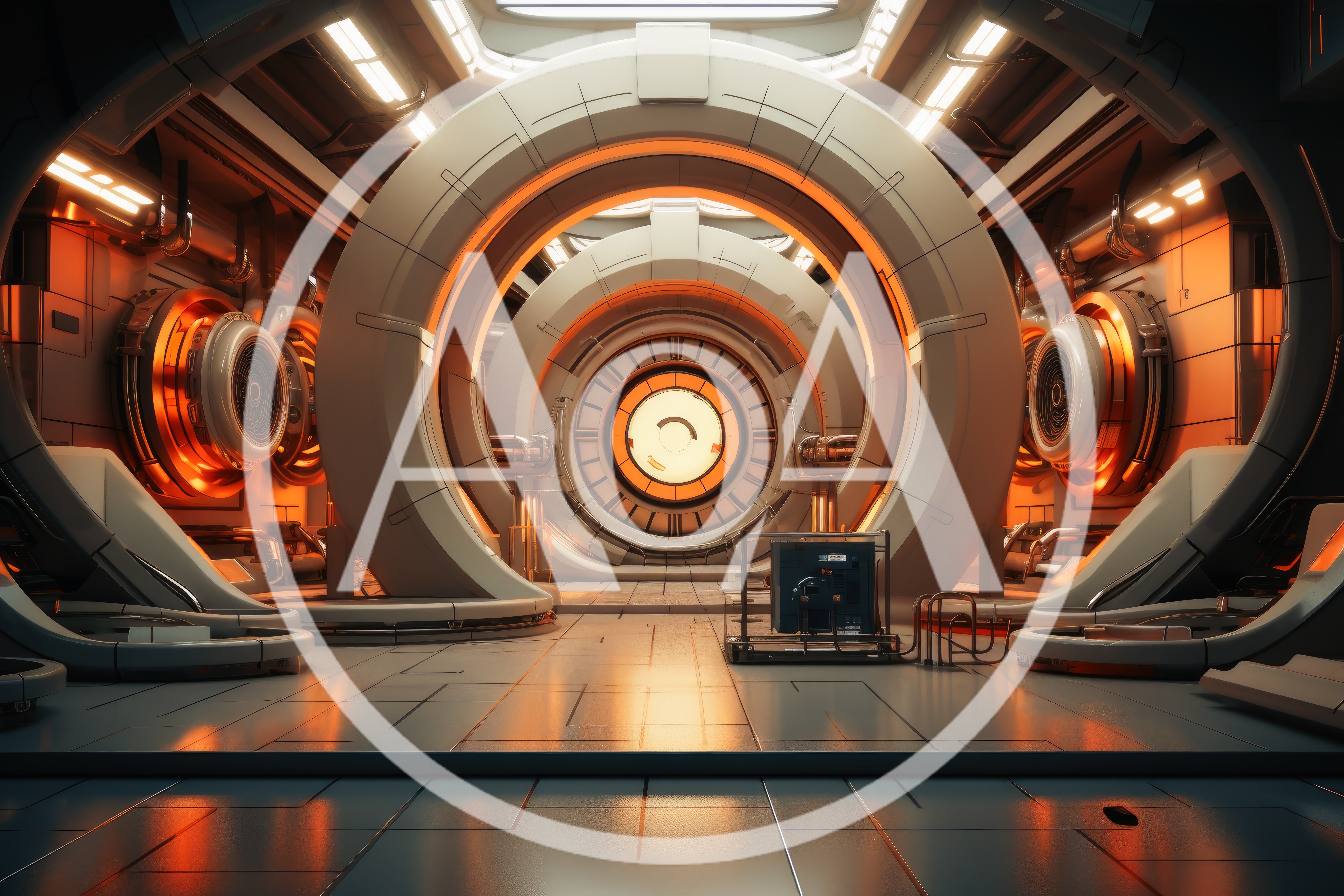 Futuristic Sci-Fi Corridor With Glowing Circular Portals