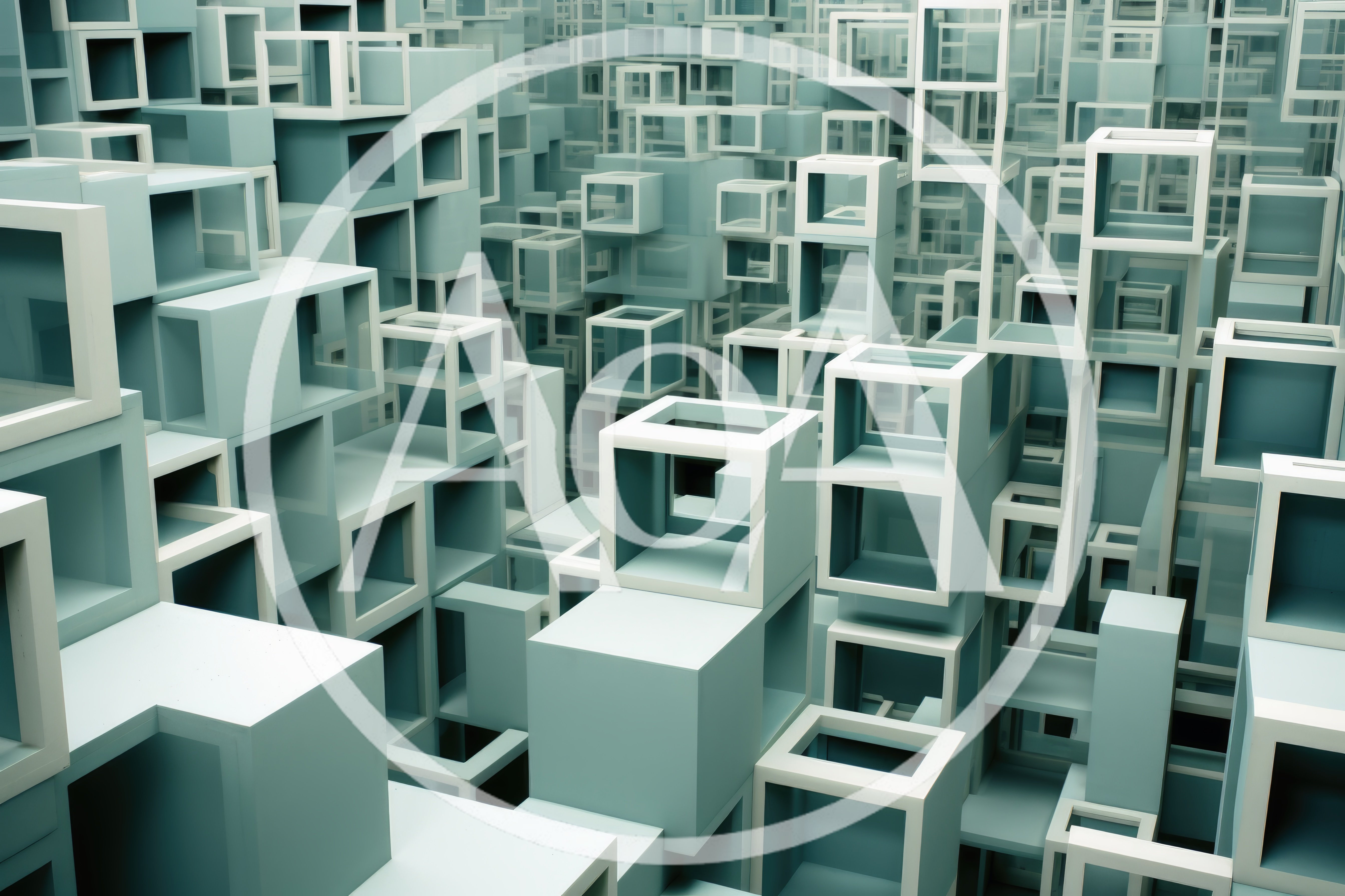 Abstract 3D Geometric Structure Of Interlocking Cubes
