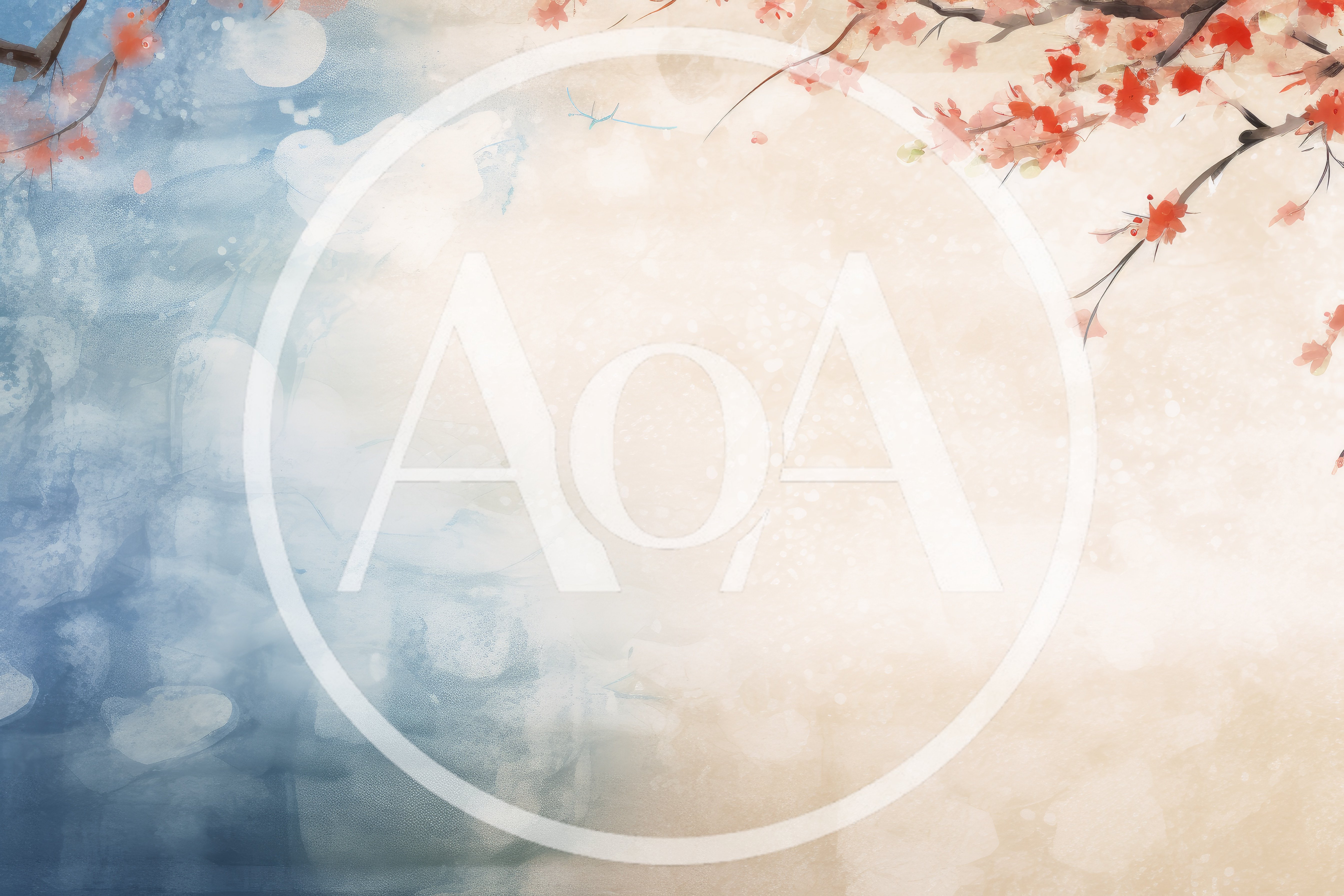 Abstract Watercolor Background With Cherry Blossom Branches