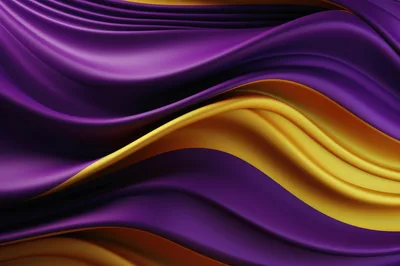 Abstract Flowing Purple And Gold Silk Fabric