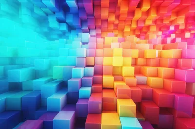 Abstract 3D Cubes With Vibrant Gradient Color Palette