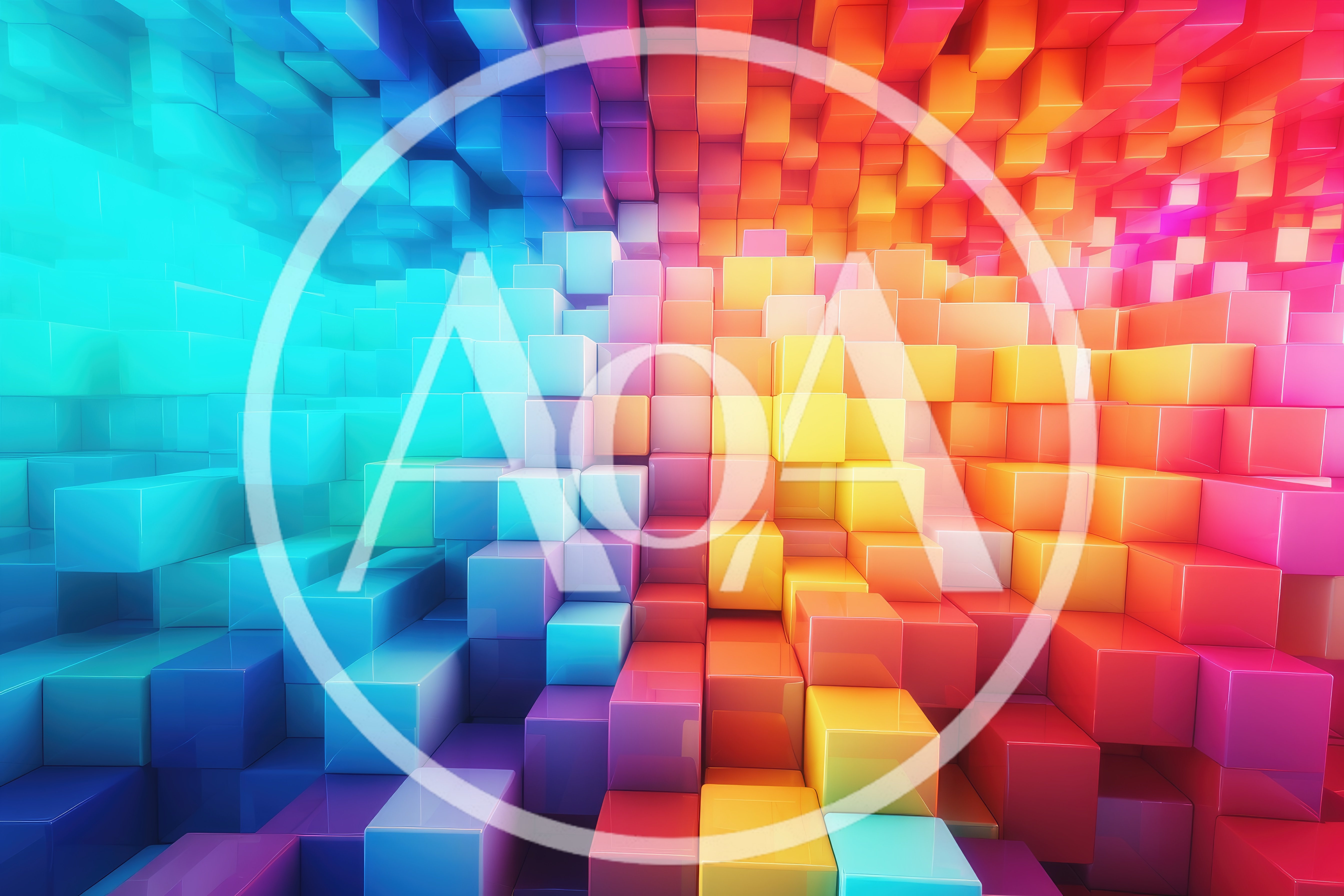 Abstract 3D Cubes With Vibrant Gradient Color Palette