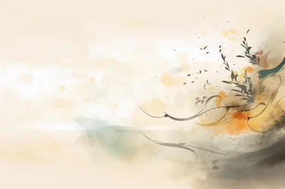 Abstract Watercolor Background With Floral Elements