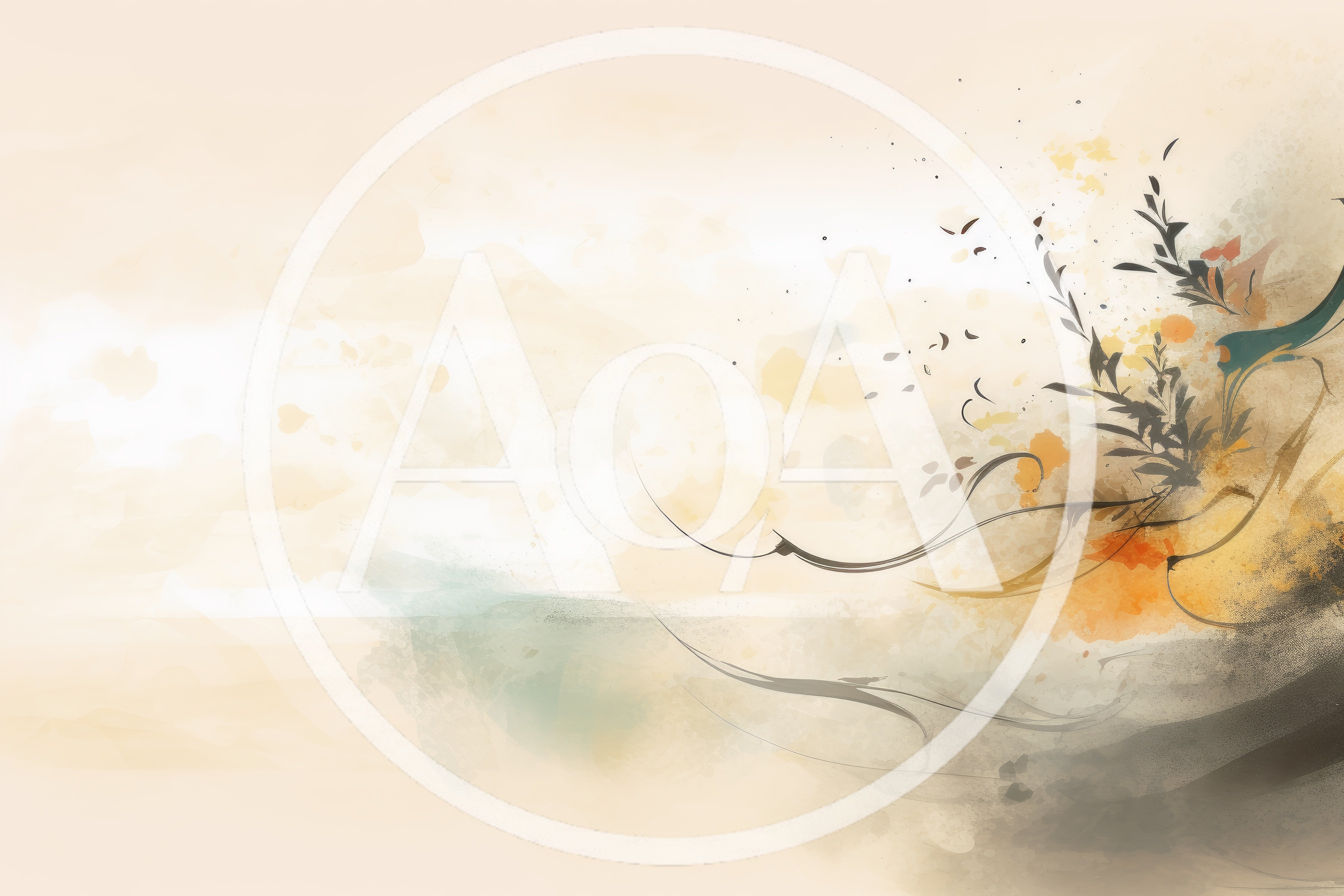 Abstract Watercolor Background With Floral Elements
