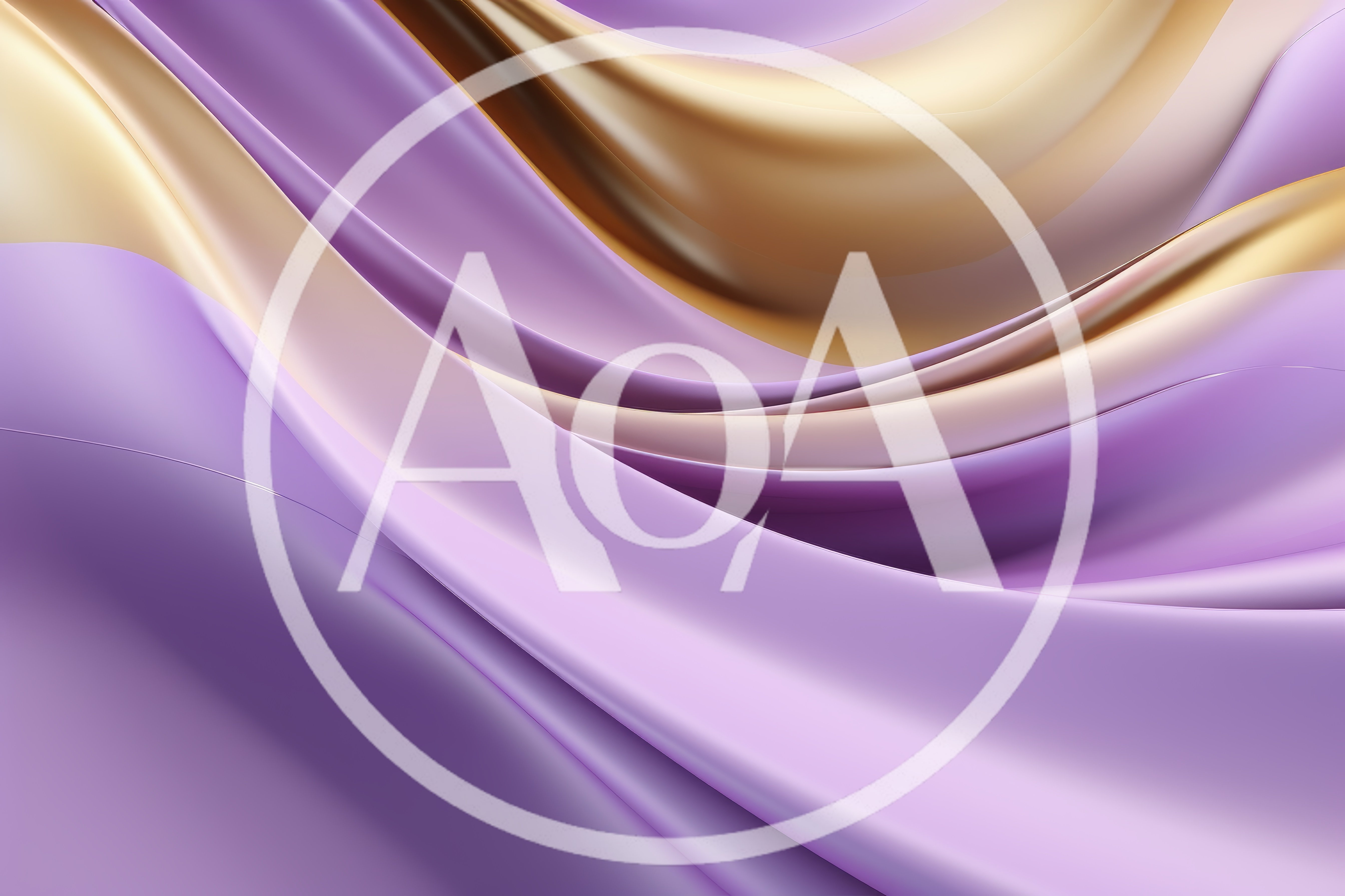 Abstract Flowing Silk Fabric With Purple And Gold Waves