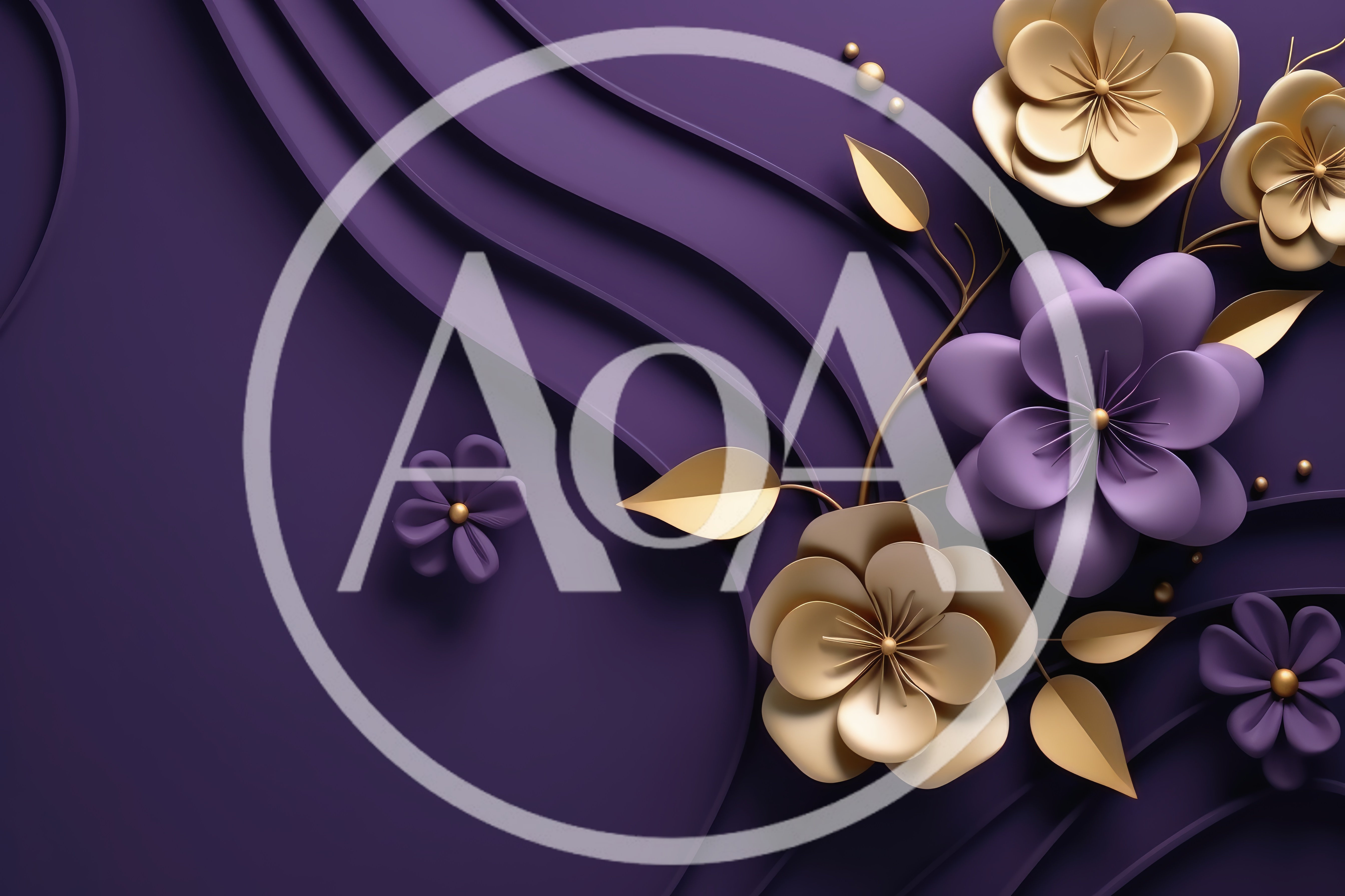3D Rendered Purple And Gold Floral Background