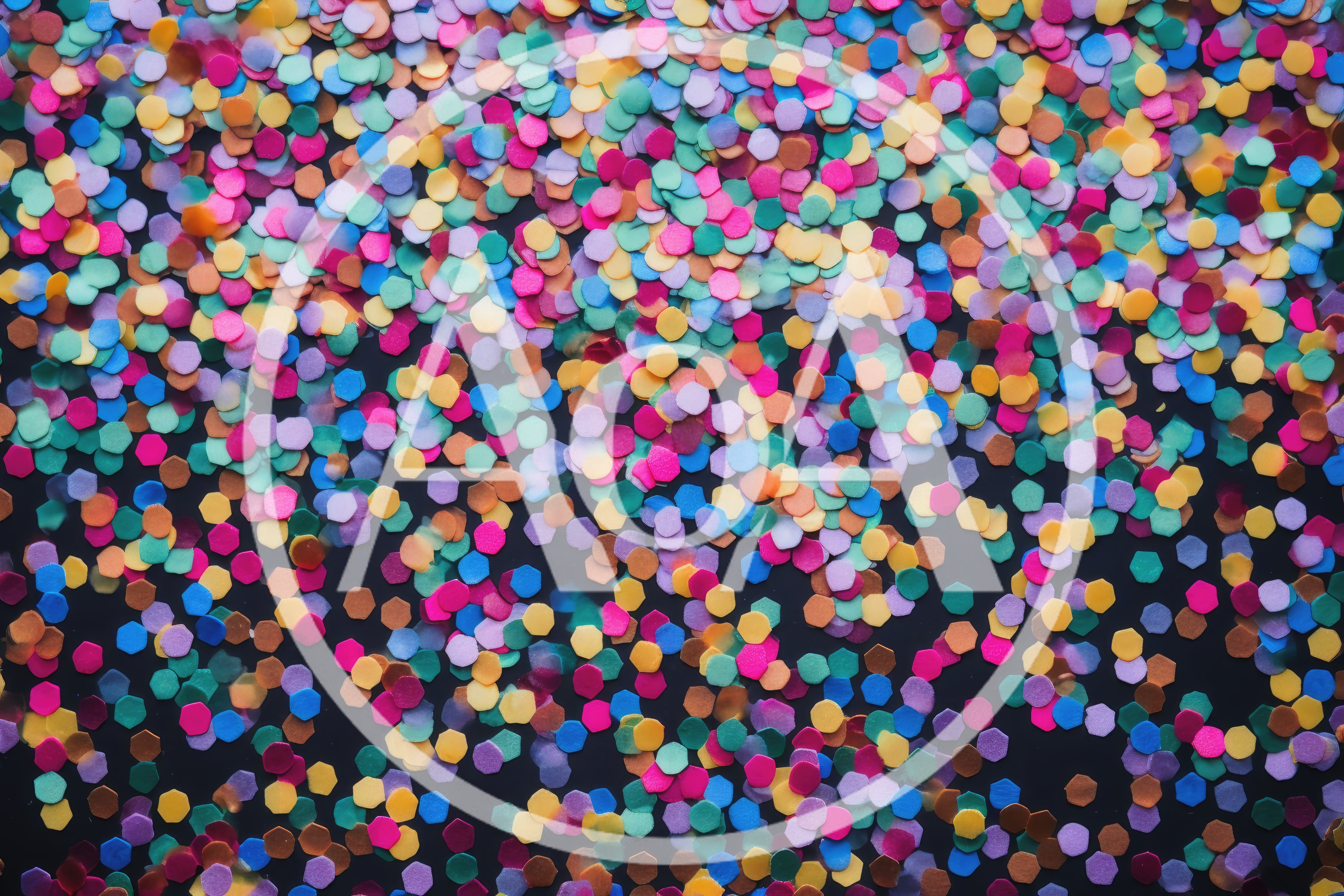 Colorful Hexagonal Confetti Scattered On Black Background